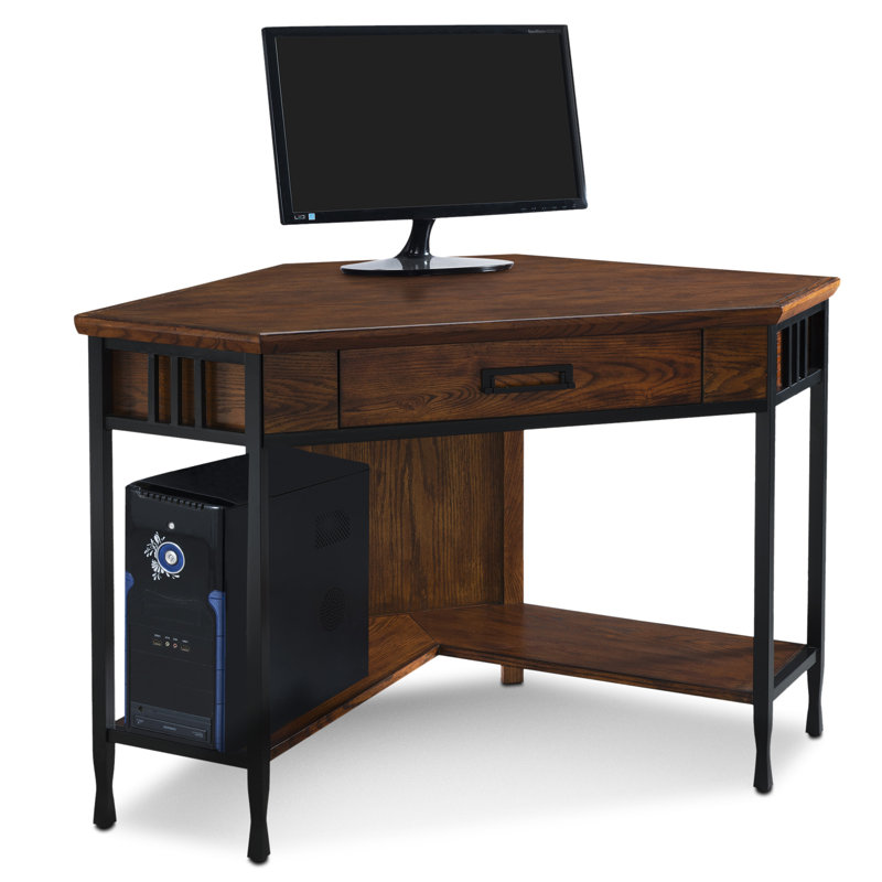 Three Posts Braunste Solid Wood Corner Computer Desk & Reviews Wayfair